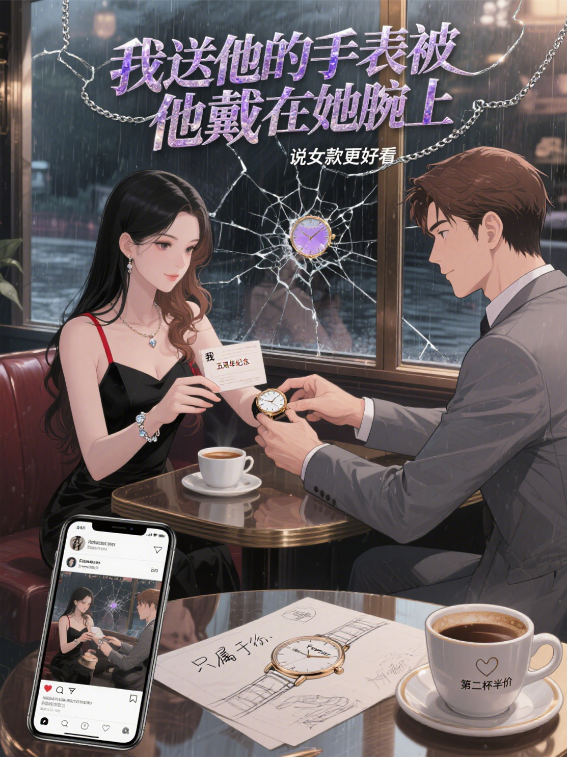 我送他的手表被他戴在她腕上，说女款更好看