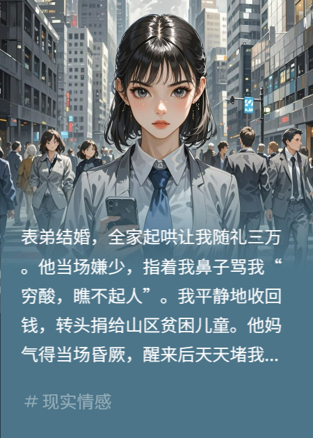 随礼三万表弟嫌少，我转手捐了，他家堵门要钱