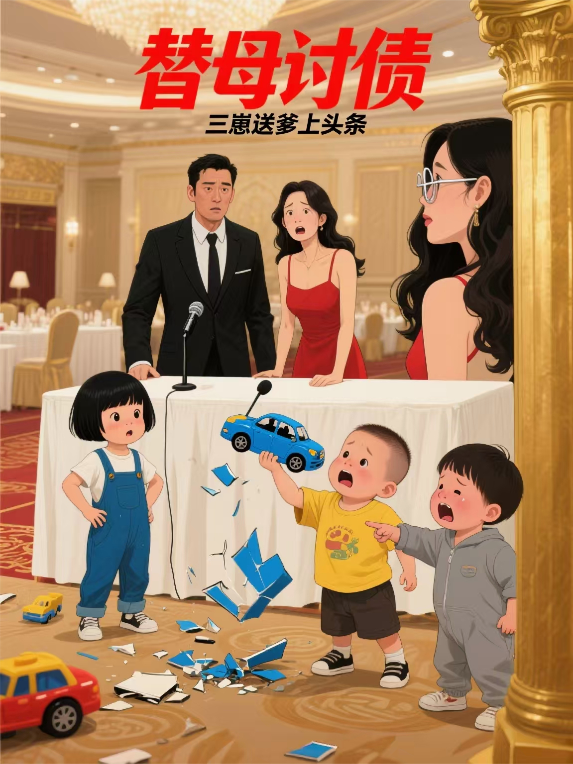 替母讨债：三崽送爹上头条