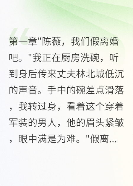 重生后我果断答应军官老公假离婚：三年后他疯了