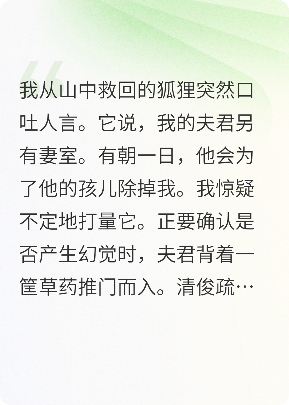 从山中救回的狐狸口吐人言