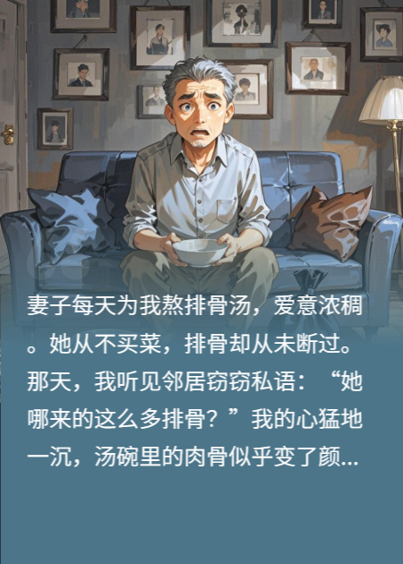 妻子从不买菜，却每天为我炖排骨汤
