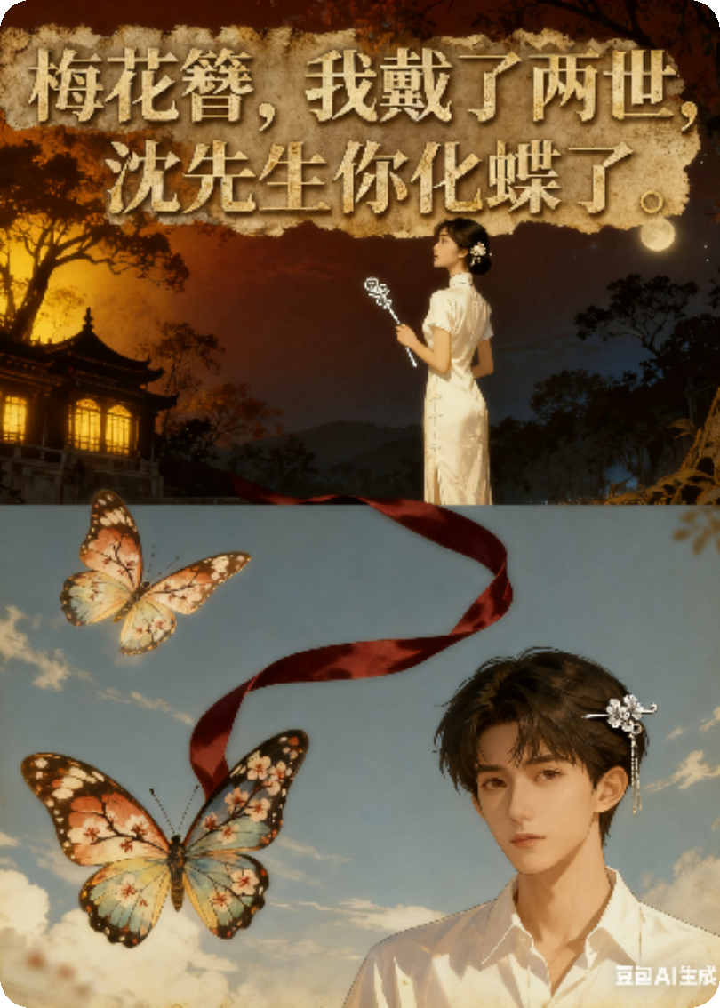 梅花簪，我戴了两世，沈先生你化蝶了。