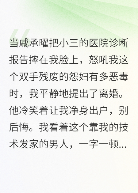 离婚吧！我只要你公司的核心专利！