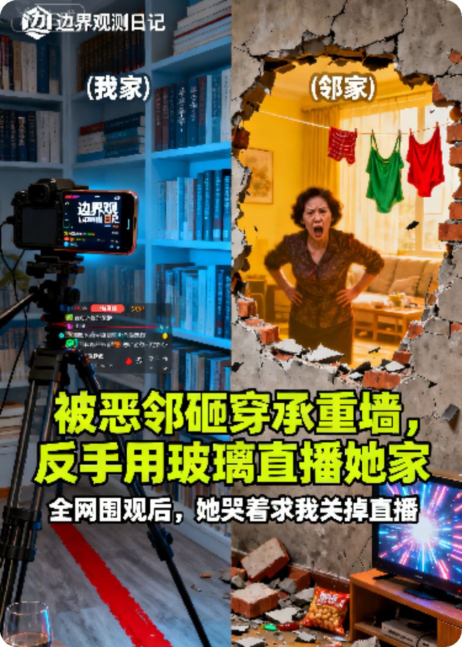 《被恶邻砸穿承重墙，反手向玻璃直播她家》