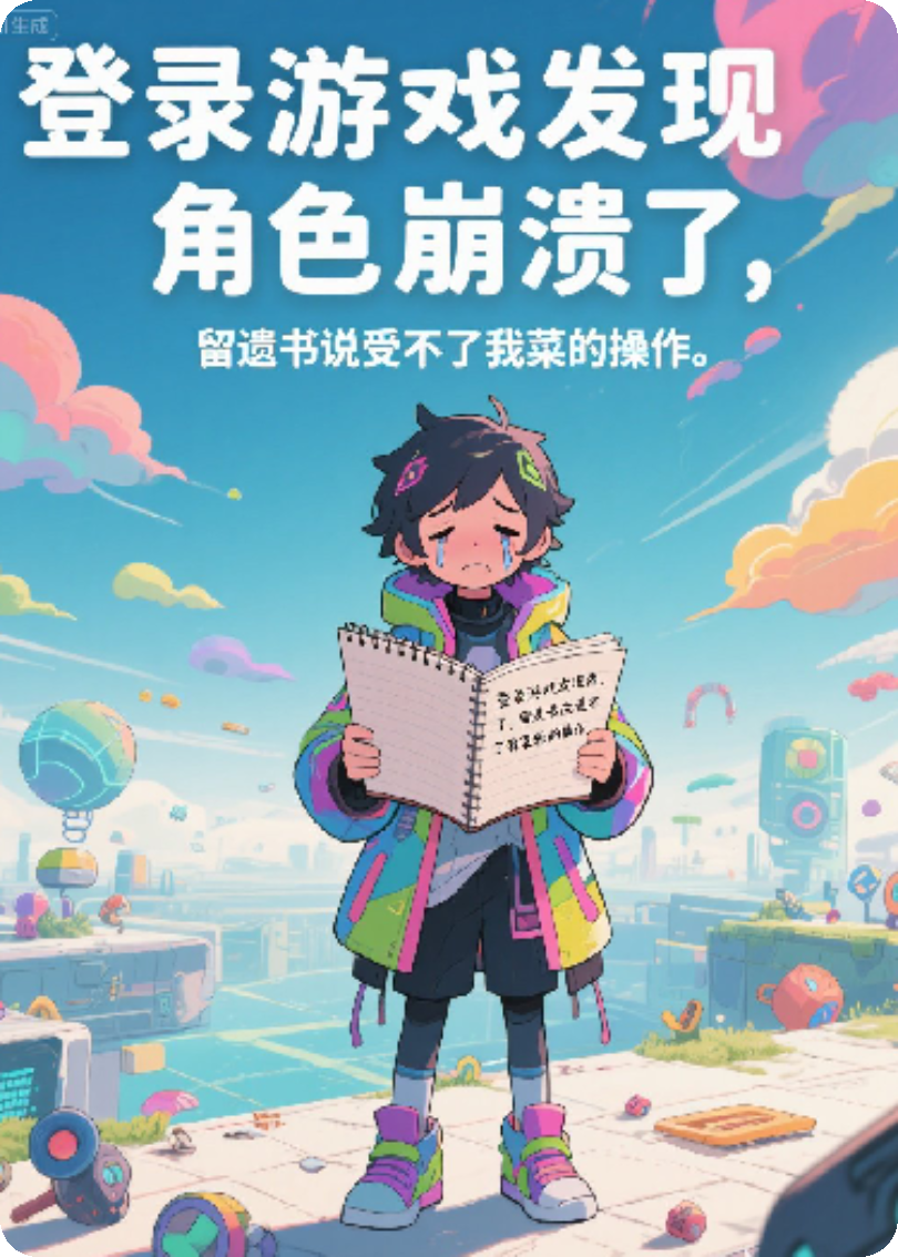 登录游戏发现角色自杀了，留遗书说受不了我菜的操作。