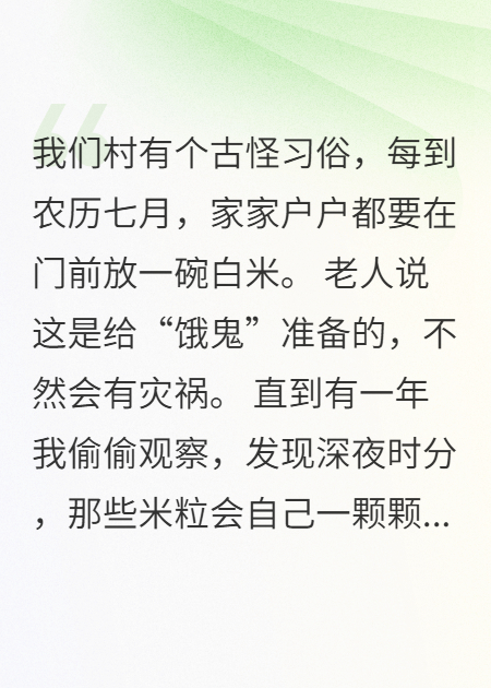 村里怪谈：那碗米不是给鬼吃的