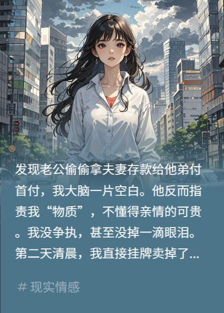 老公掏空家底扶弟，我卖掉婚房：你重情，物质都给我吧