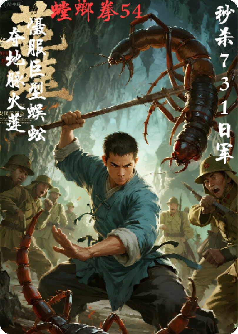 螳螂拳54夺地脉火莲·慑服巨型蜈蚣·秒杀731日军