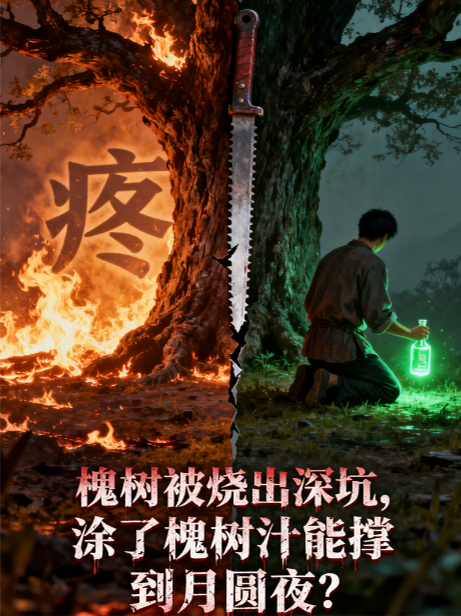 槐树被烧出深坑，涂了槐树汁能撑到月圆夜？