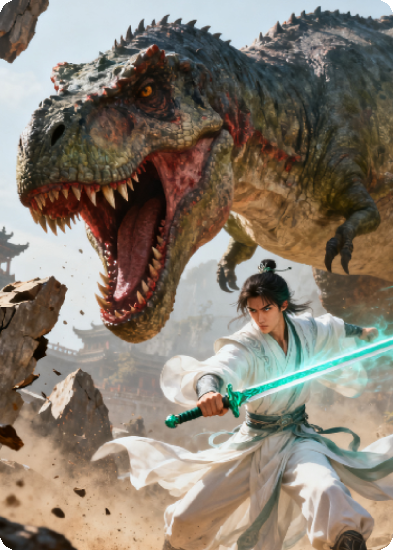 青莲剑吼裂龙渊——李白独战霸王龙传