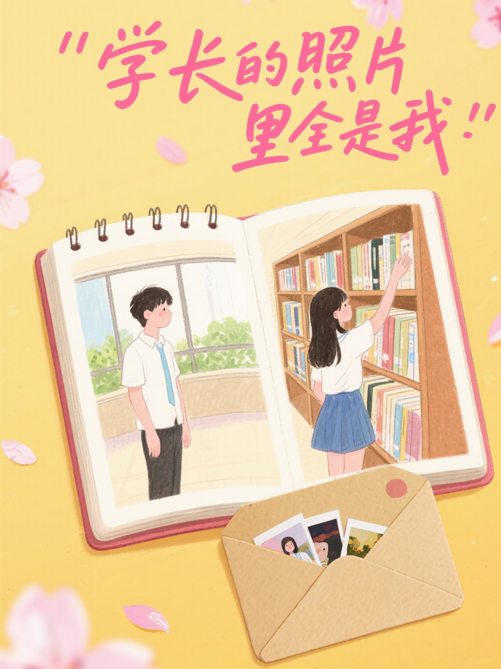 翻到学长抽屉里的信封，里面全是我的照片