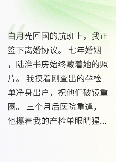 离婚当天怀崽，白月光连夜回国刀我