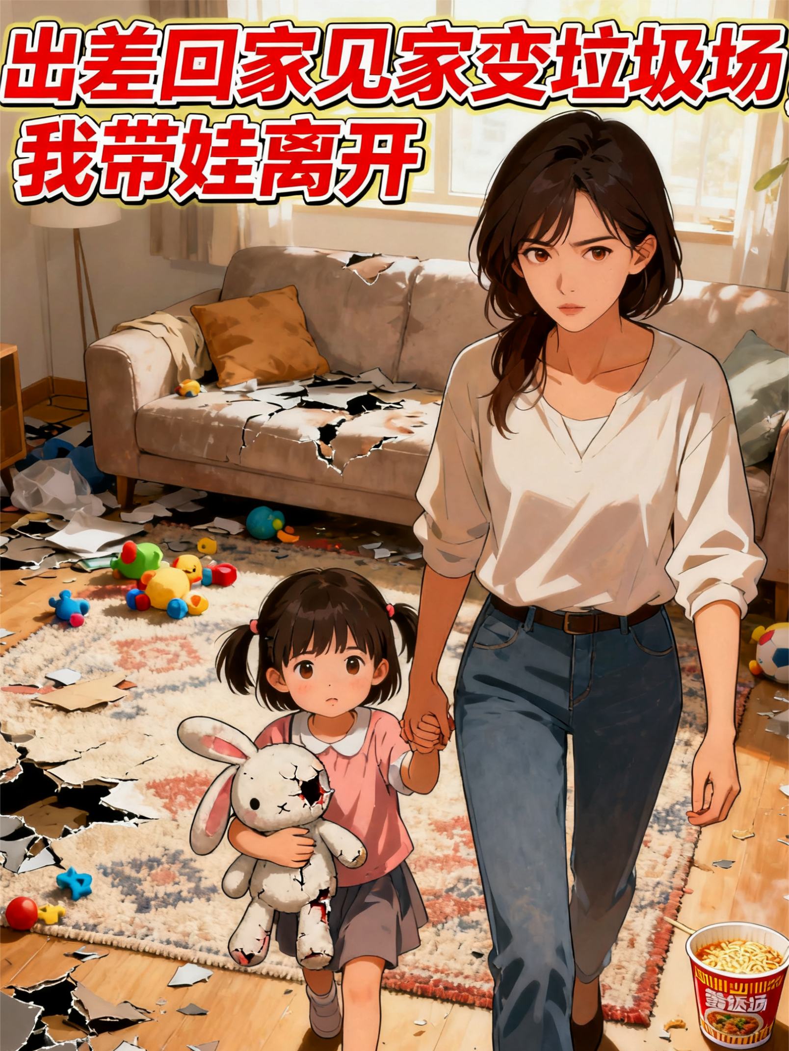 出差回家见家变垃圾场，我带娃离开