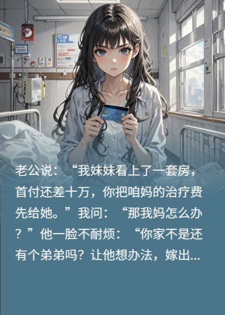 我拿十万给我妈交了治疗费，老公为小姑子跟我闹翻了天