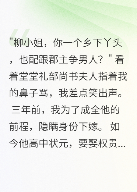 未婚夫高中状元要娶郡主，我连夜进京讨说法