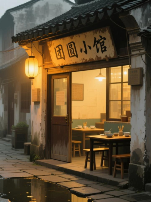 团圆小馆的暖光灯