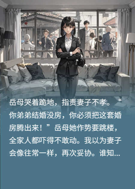 岳母跳楼逼房，妻子拽她上阳台