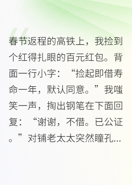 高铁惊魂：捡红包引发的诡异事件