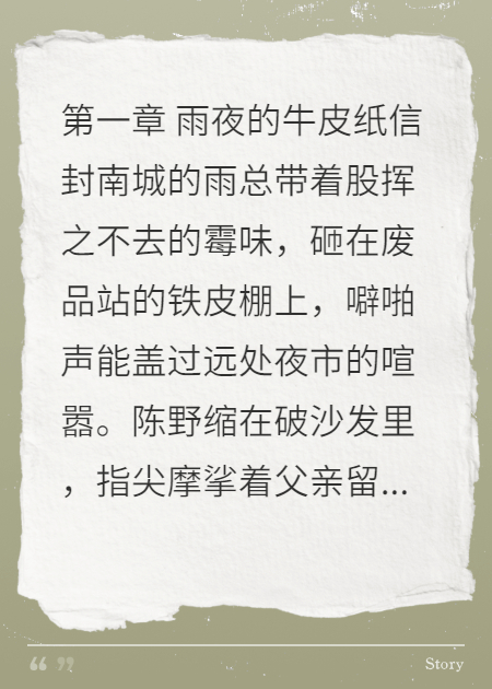 南城旧影：陈野的迷雾与新生