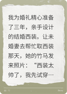 99万的结婚西装被女友给竹马先穿后，我杀疯了