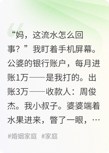 我每月给公婆1万，他们转手给小叔子3万